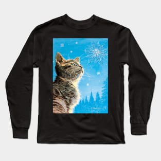 Winter Kitten and Snowflake Long Sleeve T-Shirt